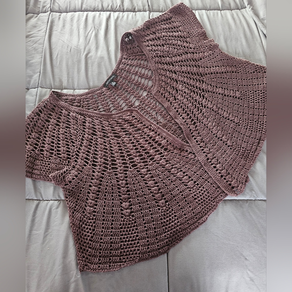 Open Crochet COTTON Oversized Or XL Cropped Cardigan Shrug